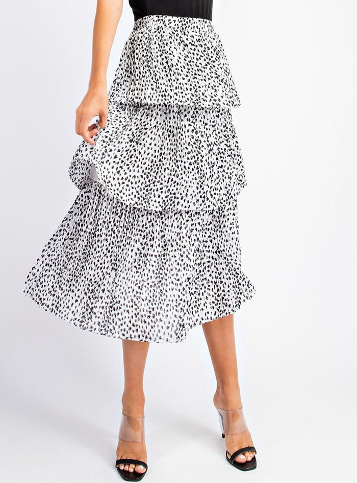 Leopard Pleated Midi skirt