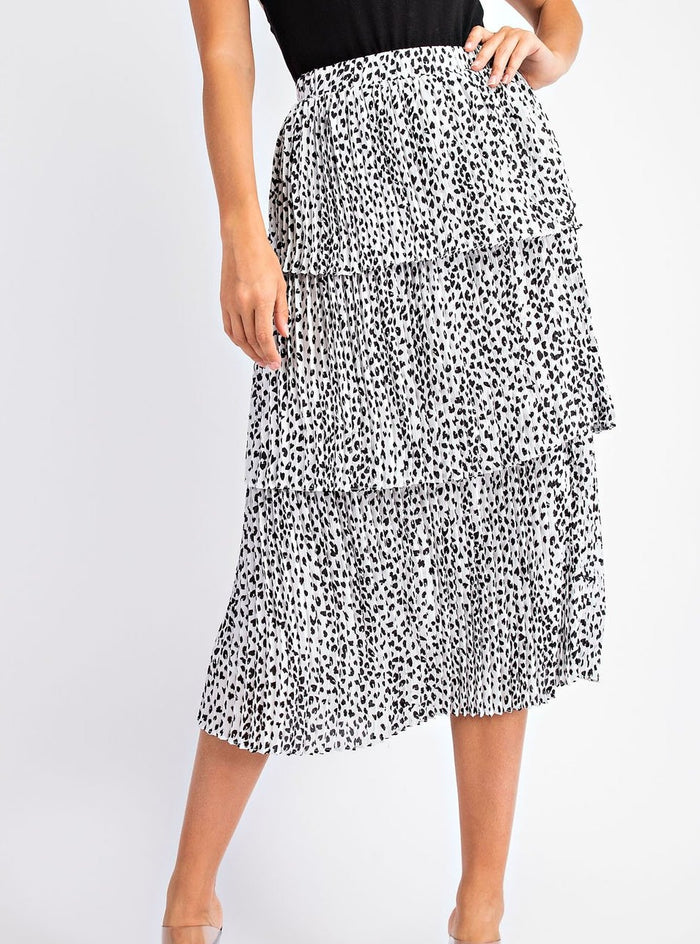 Leopard Pleated Midi skirt