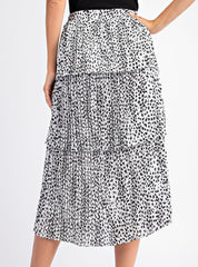 Leopard Pleated Midi skirt