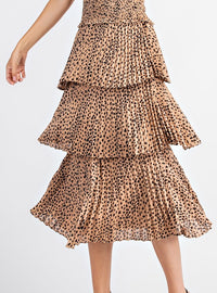 Leopard Pleated Midi skirt