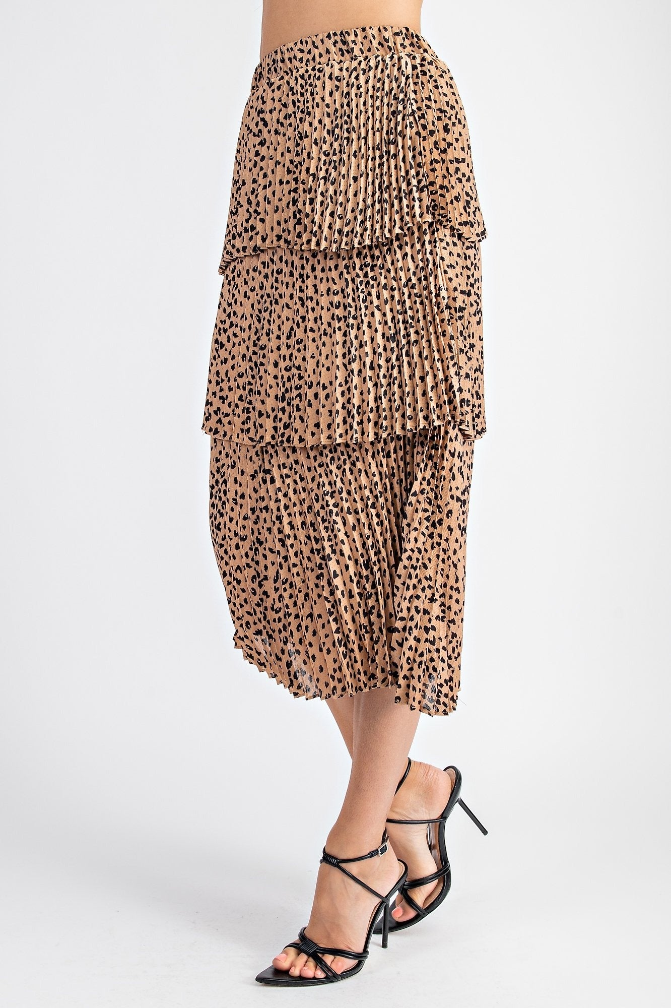 Leopard Pleated Midi skirt