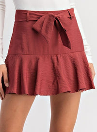 Solid Color Front Tie Skort