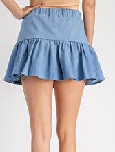 Denim Ruffled Skort