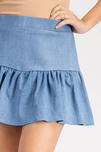 Denim Ruffled Skort