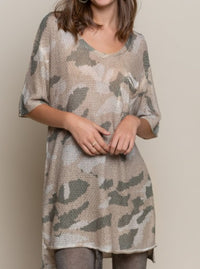 Camo V Neck Coverup / Top