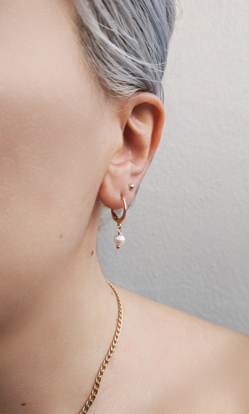 Pearl Huggie Hoops