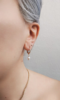 Pearl Huggie Hoops