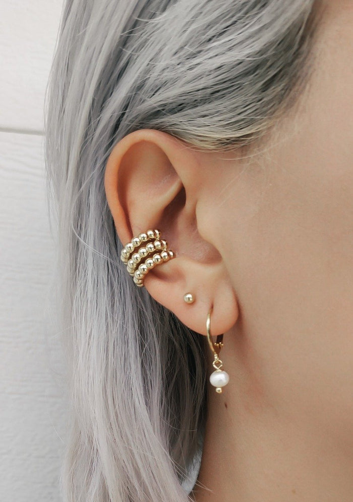 Pearl Huggie Hoops