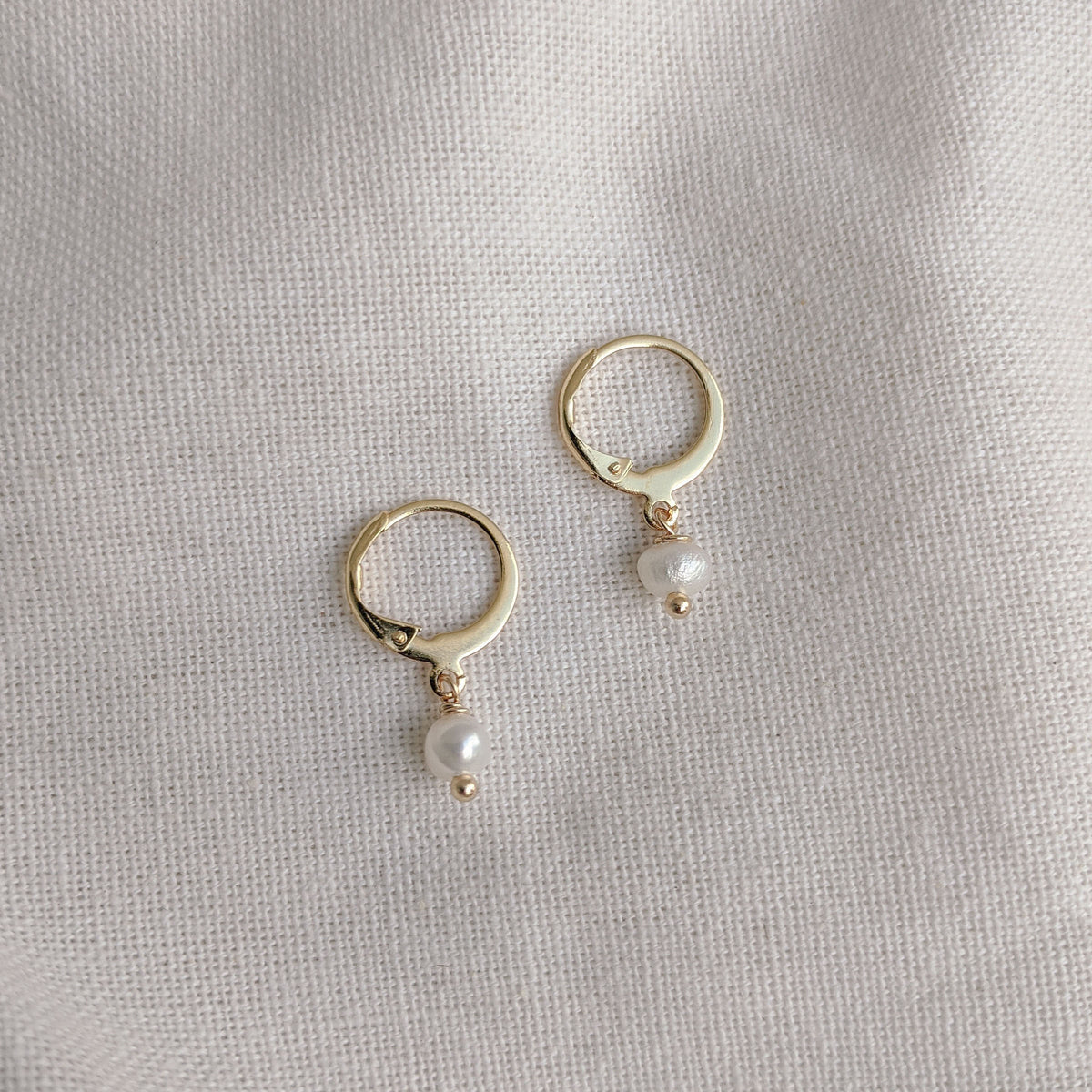 Pearl Huggie Hoops