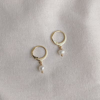 Pearl Huggie Hoops