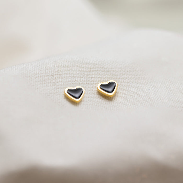 Midnight Heart Studs