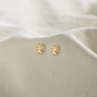 Monstera Leaf Studs Goldfilled