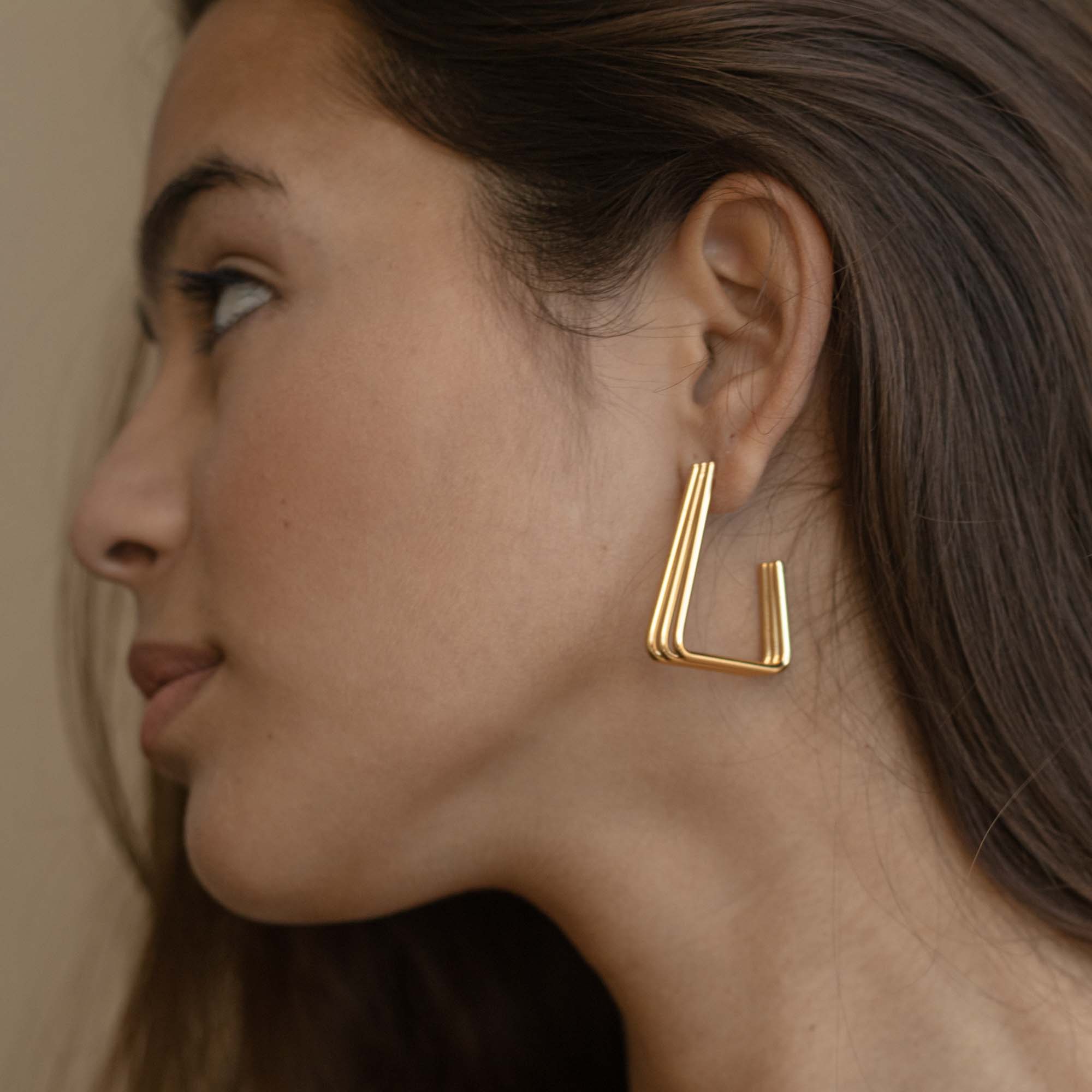 Tri-Lane Triangle Earrings