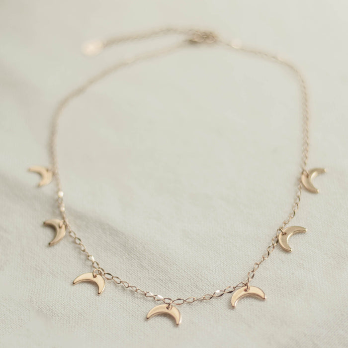 Quarter Moon Charms Necklace