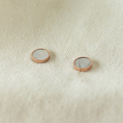 POS - Mother of Pearl Rosegold Dot Stud