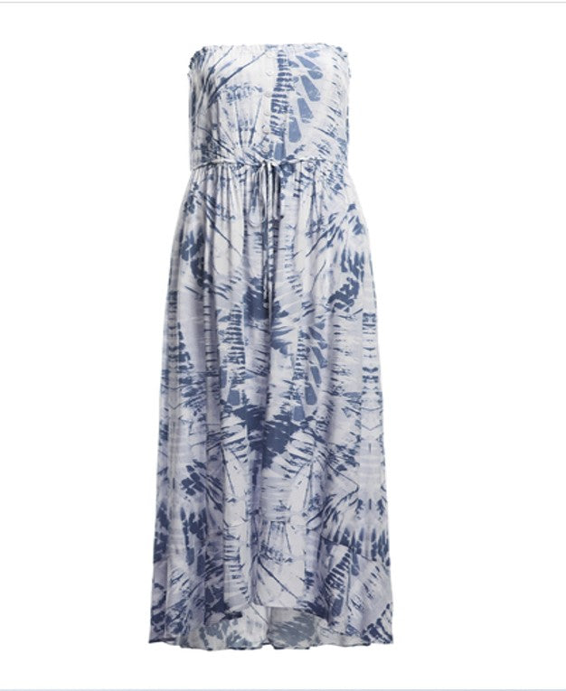 Blue Tie Dye Strapless Dress