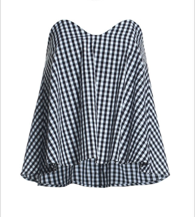 Plaid Heart Shape Strapless Top