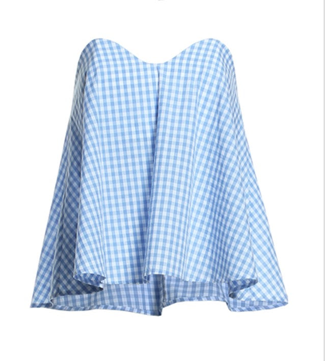 Plaid Heart Shape Strapless Top