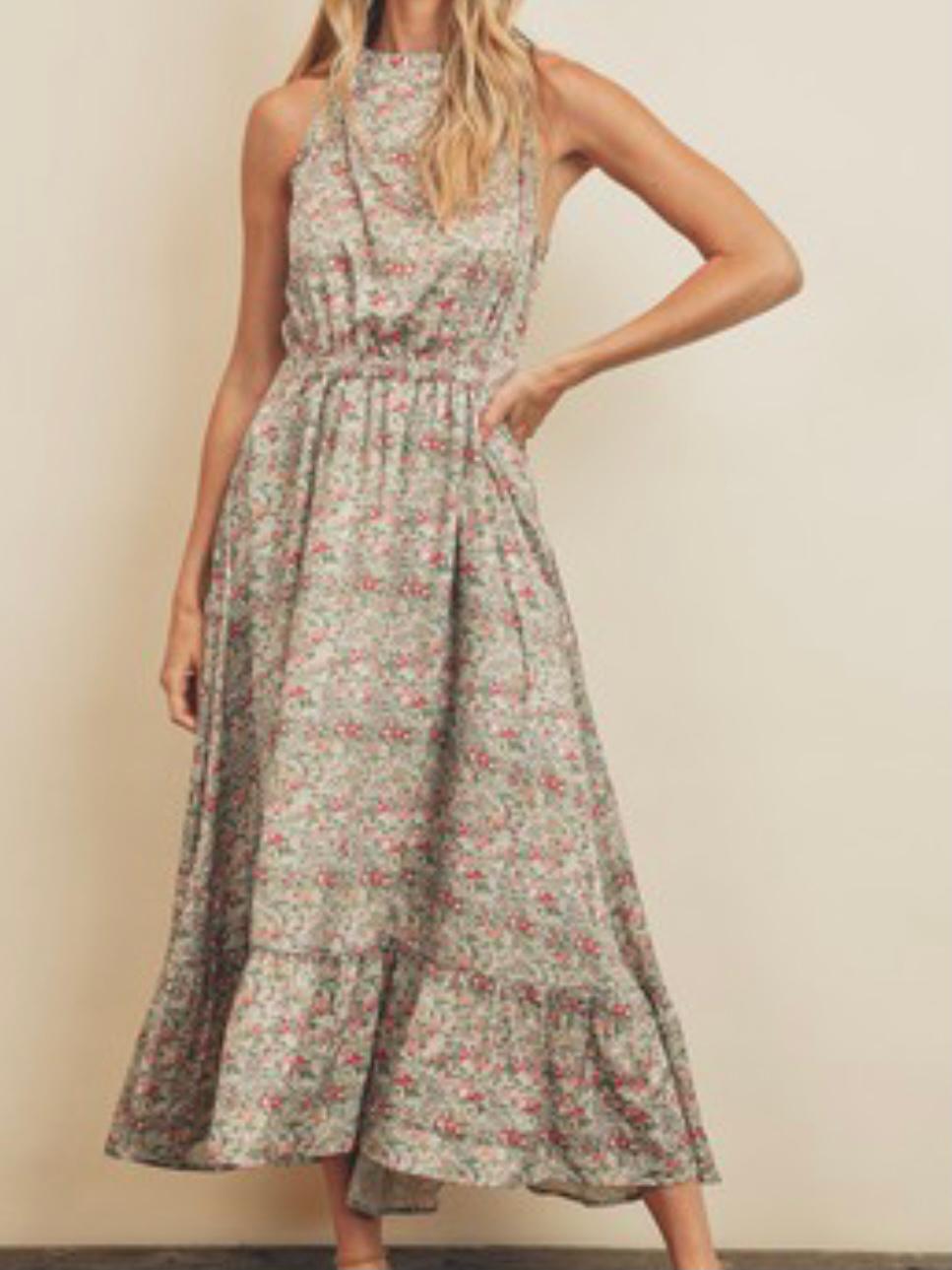 Floral Halter Midi Dress