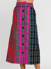 Colorblock Tartan Plaid Skirt