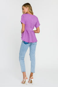 Purple Front Knot Blouse