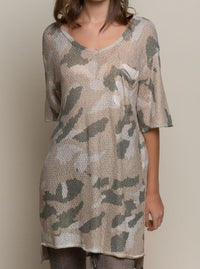 Camo V Neck Coverup / Top