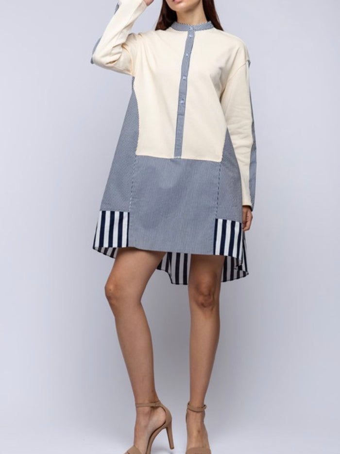 Stripe Block Shirt Dress