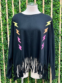 Sequin Thunder Patch Fringe Top