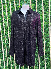 Black Sequins Blouse Dress