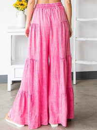 Acid Wash Tiered Wide Leg Pant