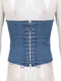 Denim Lace Up Bustier