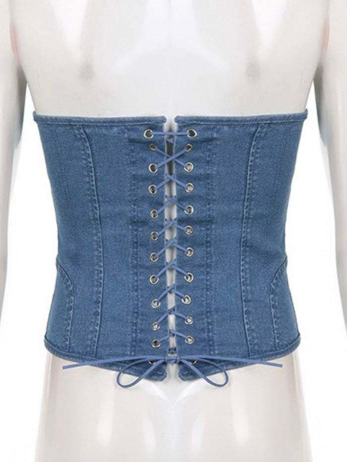 Denim Lace Up Bustier