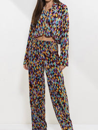 Geo Print Pleated Pant Set