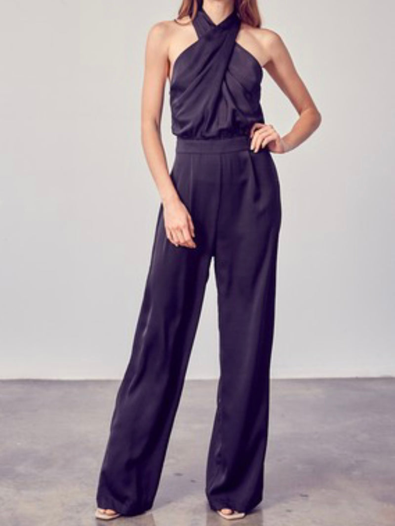 ELegant High Neck Crossed Jumpsuit