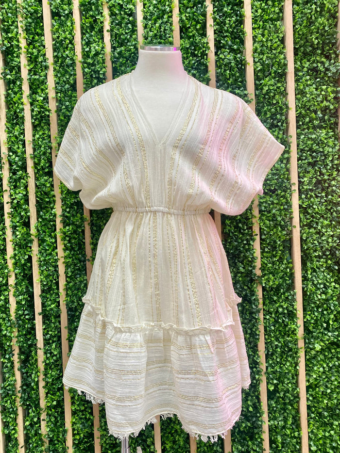 Golden Striped Resort Short Dres