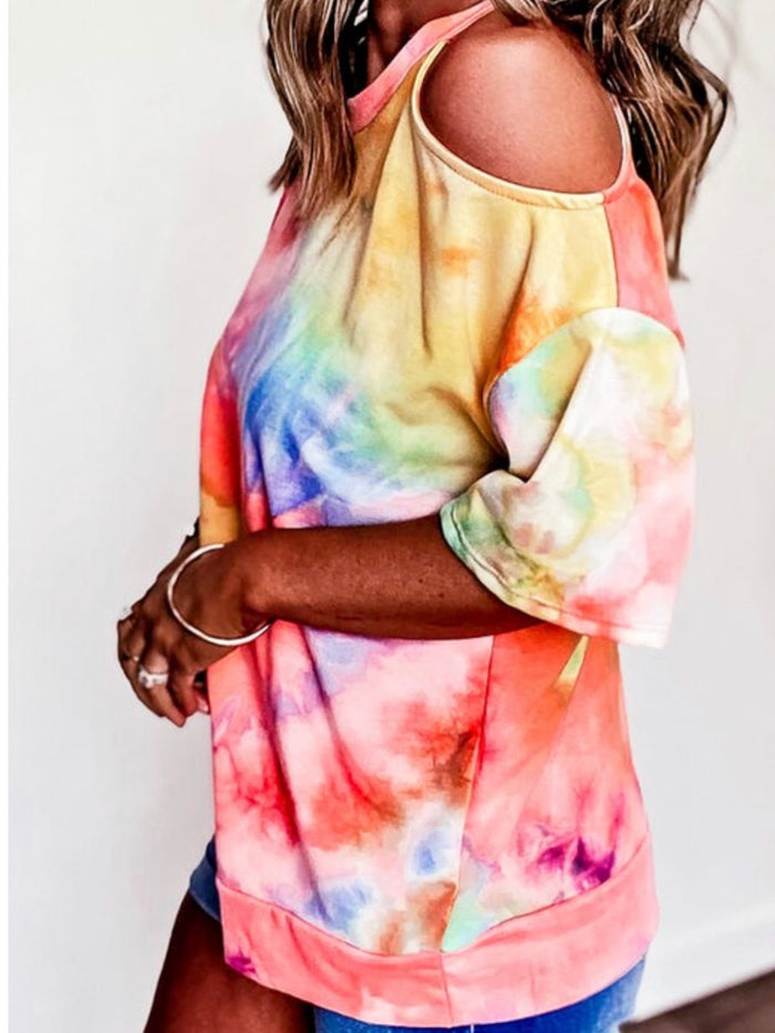 Tie Dye Coutout Sweater Top