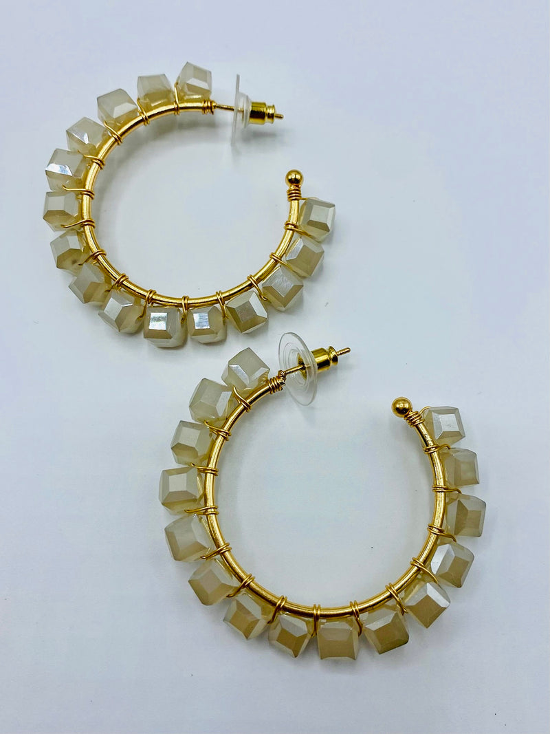Square Crystal Hoops