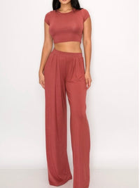 Jersey Crop Top Palazzo Set