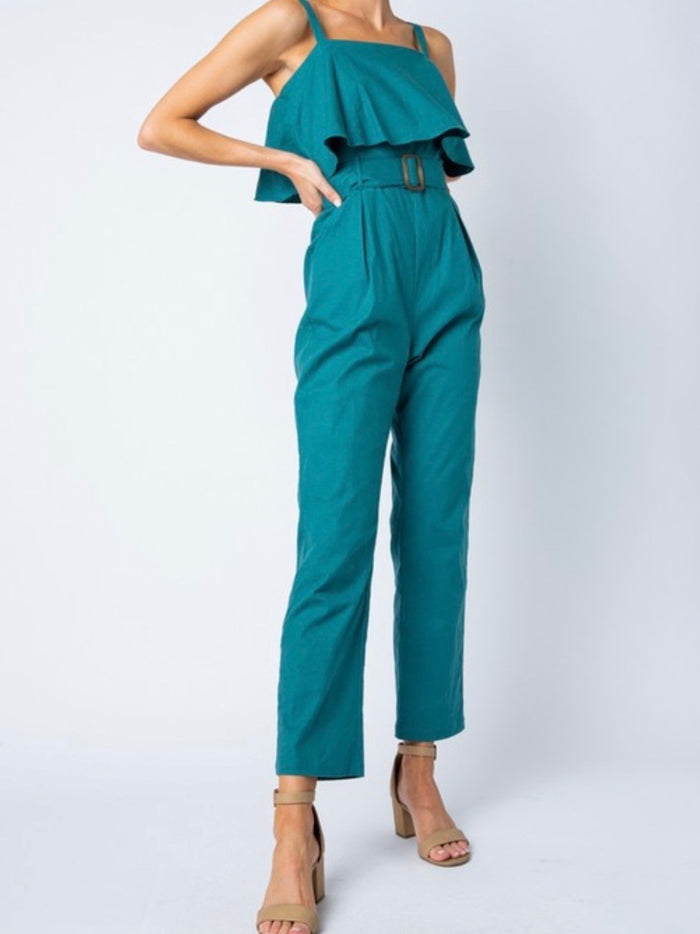 Teal Ruffle Jumpsuit