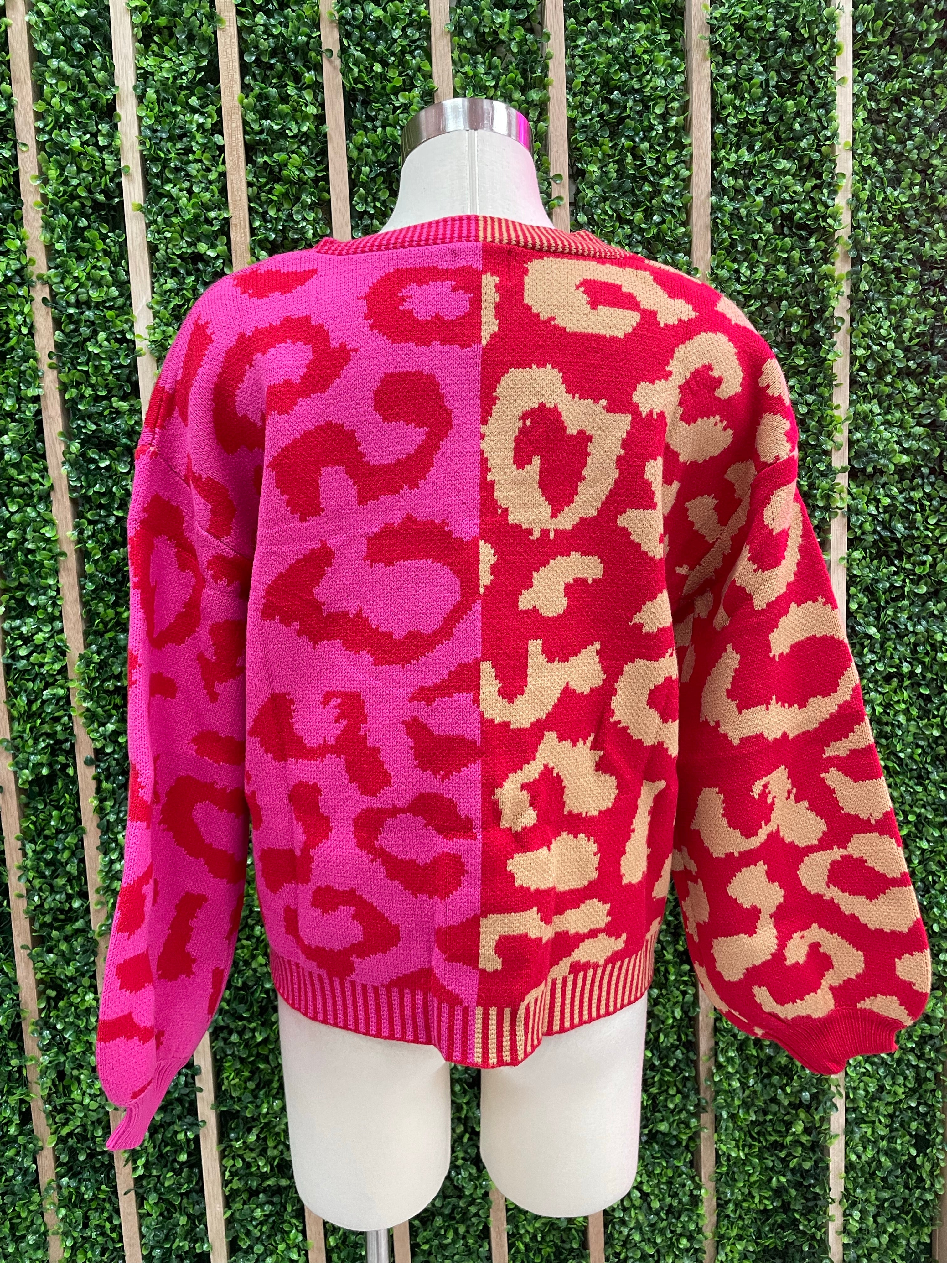 Pink & Red Leopard Sweater