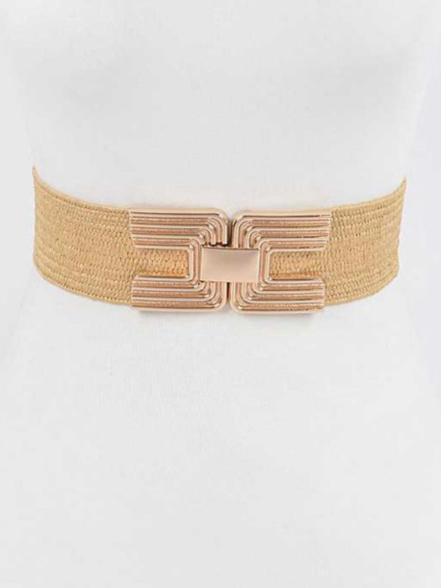 Delicate Buckle Raffia Belt
