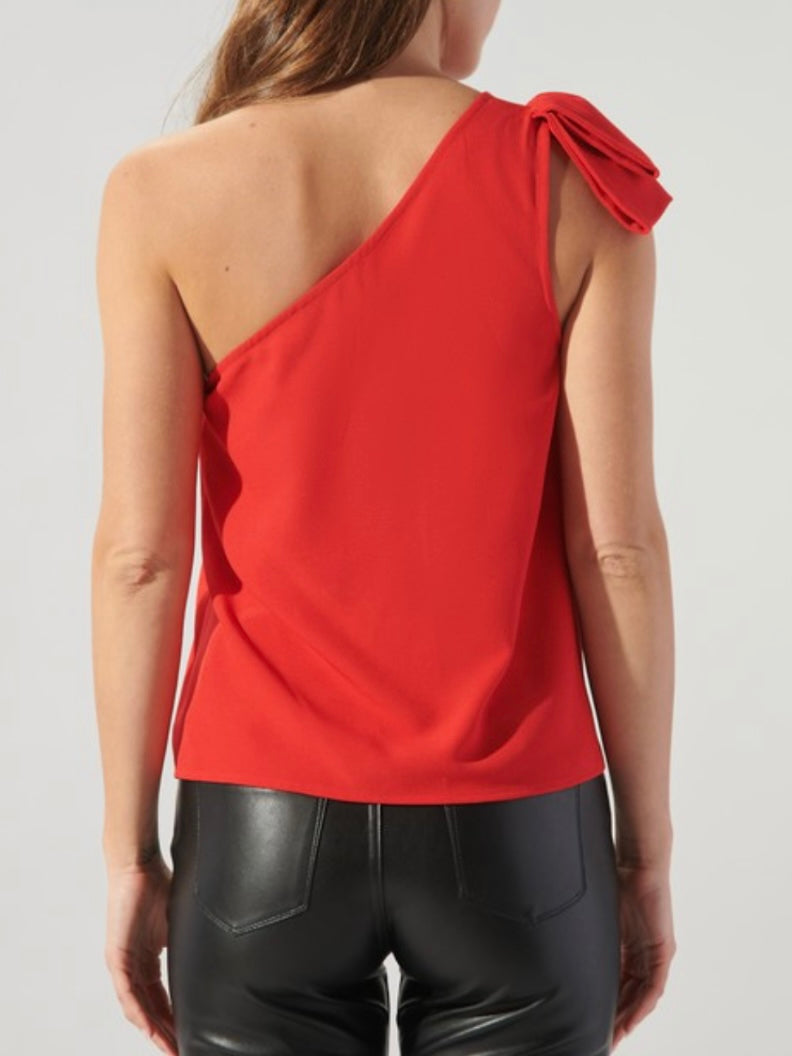 Red One Shoulder Top