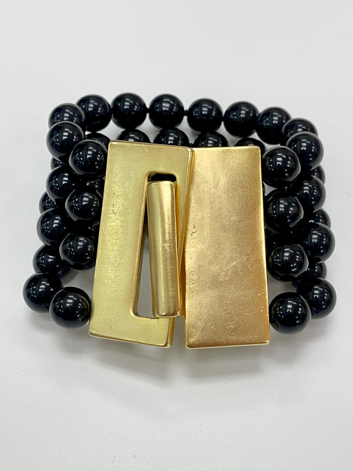 Exquisite KJL Black Bead Bracelet