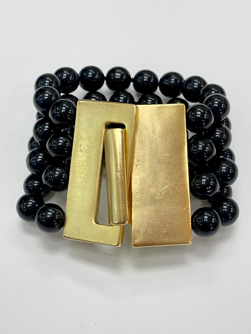 Exquisite KJL Black Bead Bracelet