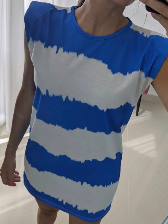 Stripe Tie Dye Padded Mini Dress