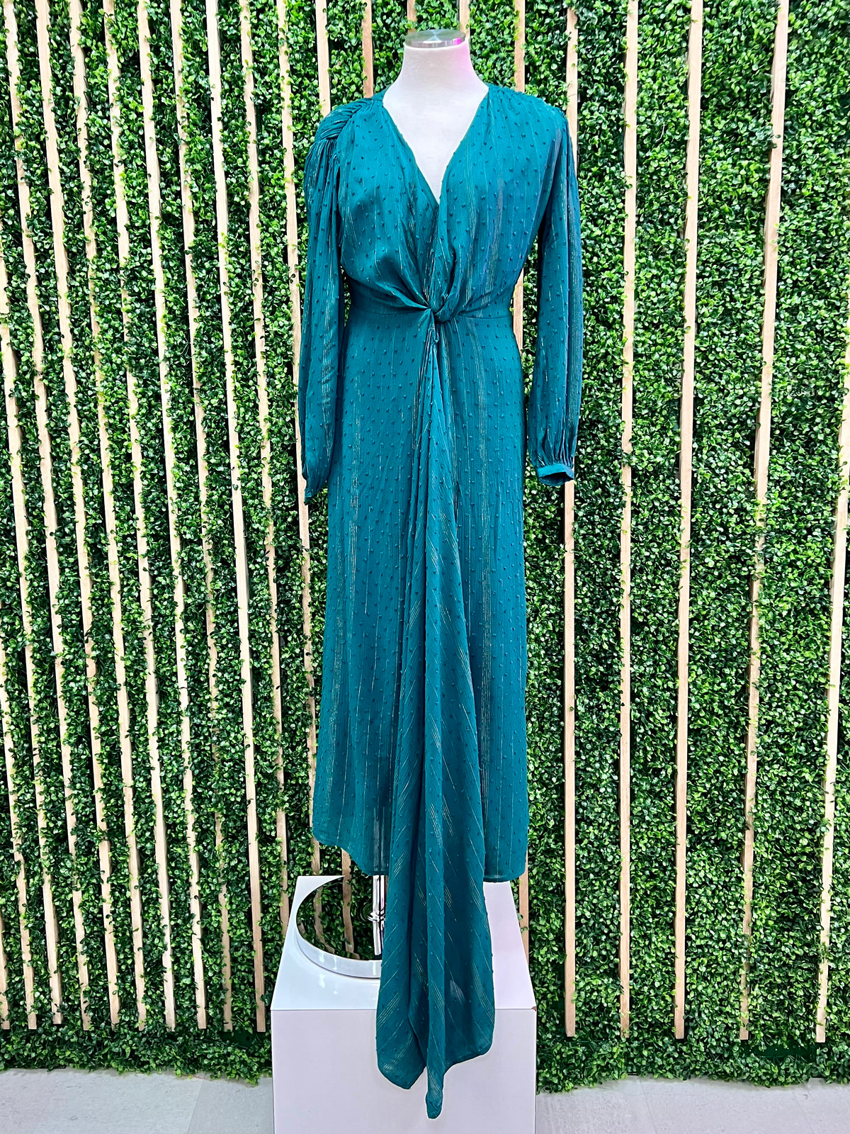 Green Deep V Midi  Dress