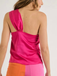 Satin Open Shoulder Twist Top