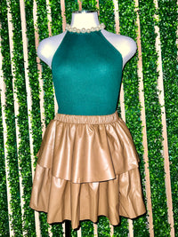 Pleather Ruffled Short Skirt