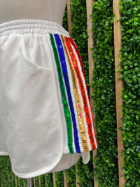 Side Sequin Stripe Short Pant Set