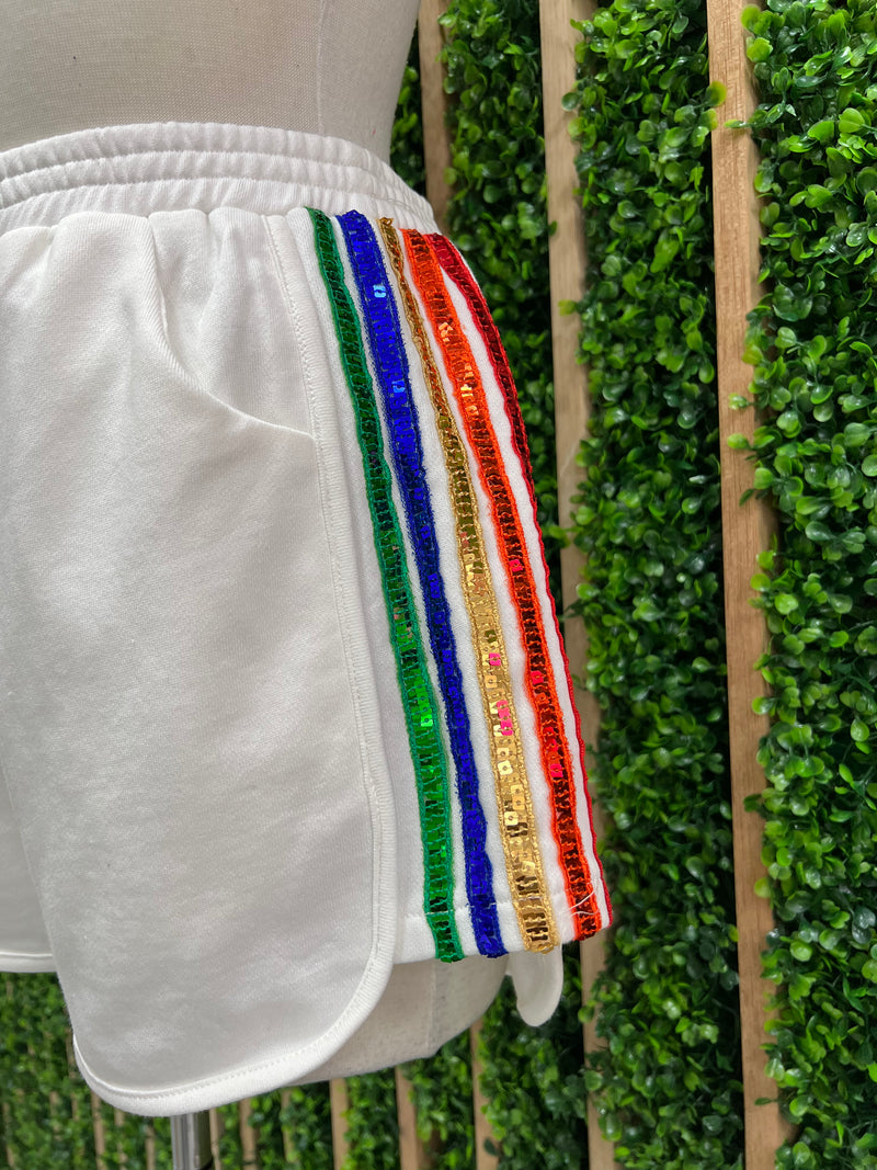 Side Sequin Stripe Short Pant Set